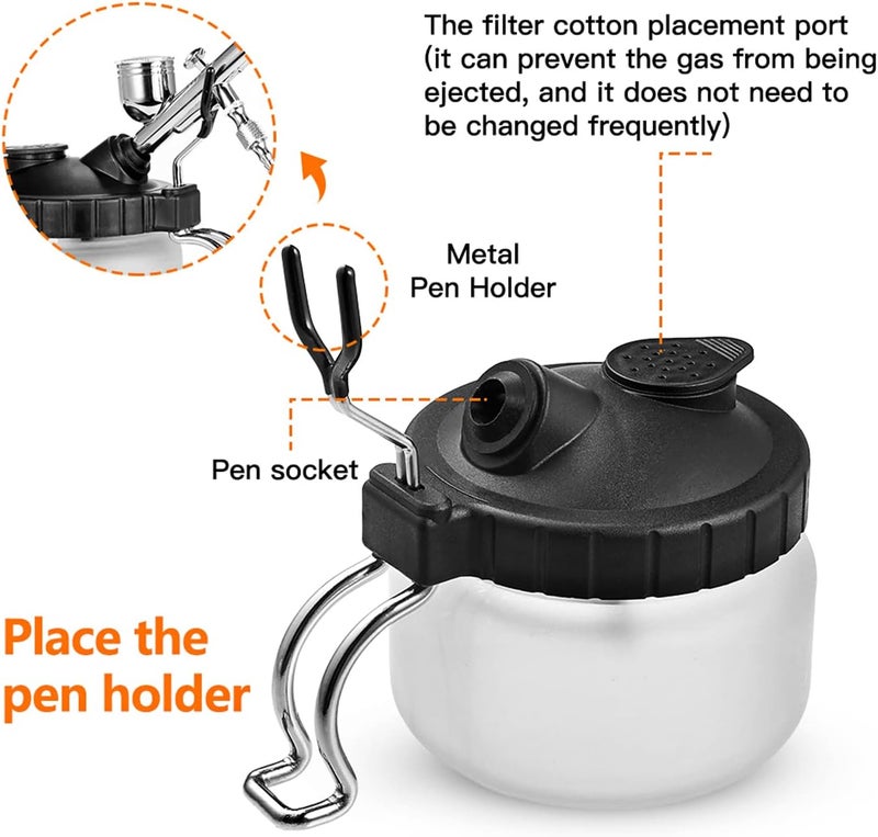 JOYABEST Multi-Purpose AirbrushCleaning Pot Airbrush Washing Tool, Spray Gun CleanerAir BrushGlassJar with Holder Station - Image 4